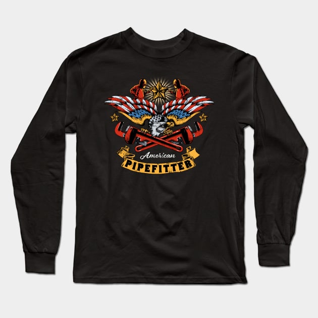 American Pipefitter Long Sleeve T-Shirt by Black Tee Inc